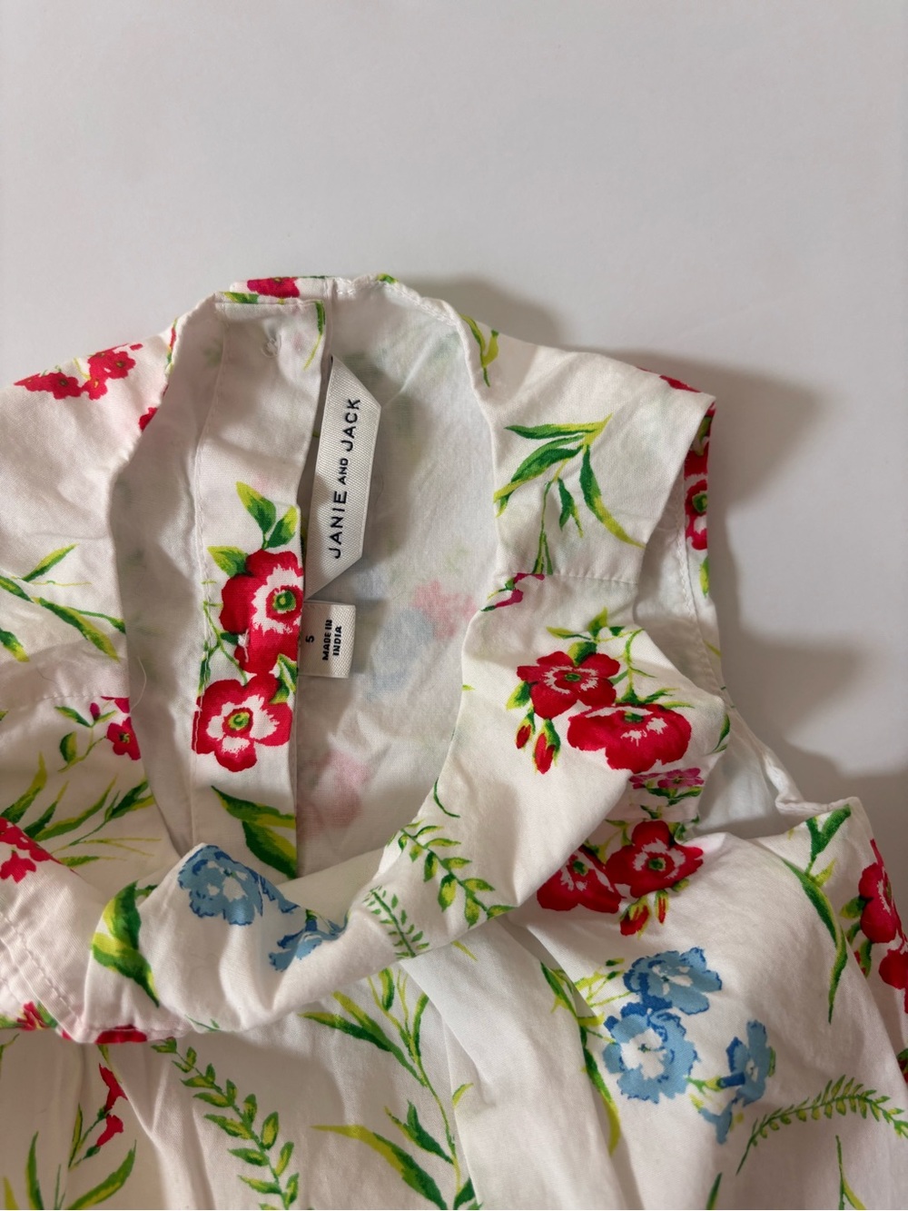 Janie and Jack Girls Size 5 Floral Eyelet Hem Summer Dress White - Picture 6 of 6